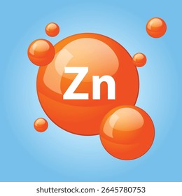 Ícone de zinco estrutura elemento químico forma redonda círculo cor de laranja claro
