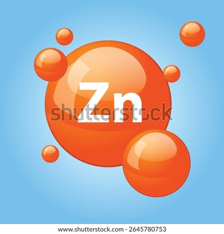Zinc icon structure chemical element round shape circle light orange