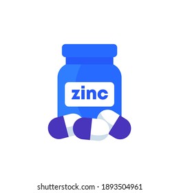 Zinc Mineral Icon, Capsules And Bottle