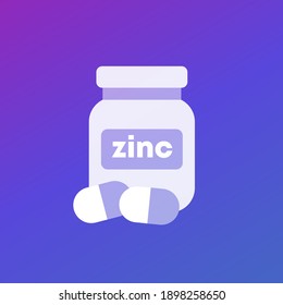 Zinc Mineral Icon, Capsules And Bottle Vector