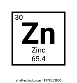 Zinc periodic table element icon. Vector chemical zinc element metal sign