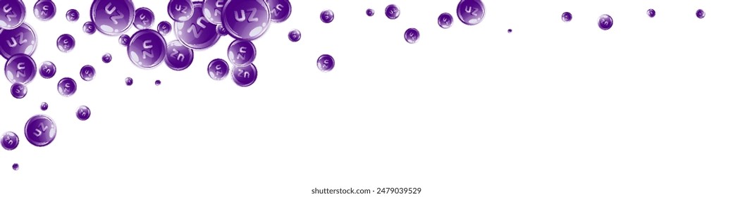 Zinc round capsules scattered randomly.  Beauty treatment and nutrition skin care.   Healthy life concept. Essential vitamins vector illustration. 