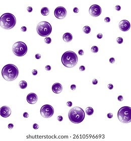 Zinc round capsules scattered randomly.  Beauty treatment and nutrition skin care.   Wellness concept. Essential vitamins vector illustration. 