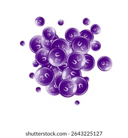 Zinc round capsules scattered randomly.  Beauty treatment and nutrition skin care.   Essential vitamins vector illustration.  Healthy life concept.