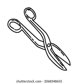 Zinc Scissors Part of Contractor Material and Equipment Device Hand Drawn Icon Set Vector.