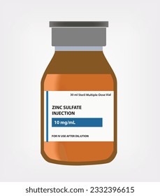 Zinc sulfate injection vial, IV, vector and illustration