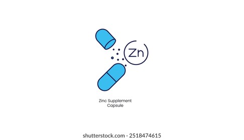 Ícone do vetor da cápsula do suplemento de zinco para o sistema de imunidade impulso