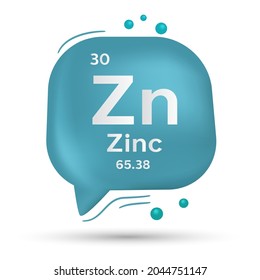Zink-Symbol. Redeblase, Plakat und Aufkleber Konzept. 3D-Sprechblase