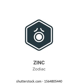 Zinc vector icon on white background. Flat vector zinc icon symbol sign from modern zodiac collection for mobile concept and web apps design.