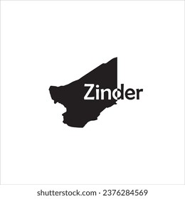 Zinder map and black lettering design on white background