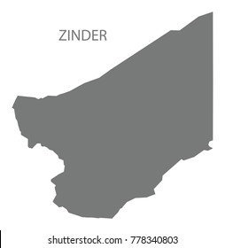 Zinder map of Niger grey illustration silhouette shape