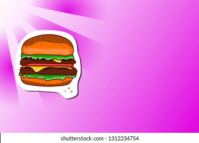 Zine style burger with copy space. Poo art. Vector illustration.
