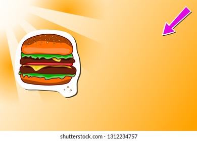 Zine style burger with copy space. Poo art. Vector illustration.
