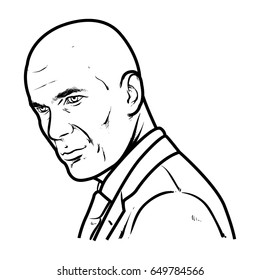 Zinedine Zidane Hand Drawing Outline, Zidane Vector Illustration, Zizou, Greatest Football Player