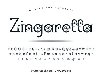 Zingarella stylische Schriftart und Alphabet abcd Schriftart Vektordesign