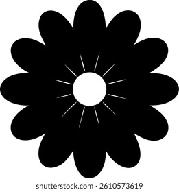 Zinnia Flower Outline Displaying Multiple Rows of Petals Vector Silhouette Design