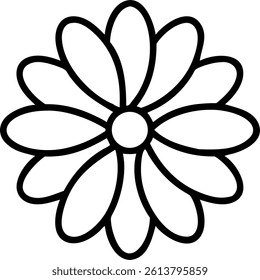 Zinnia Flower Outline Displaying Multiple Rows of Petals Vector Silhouette Design