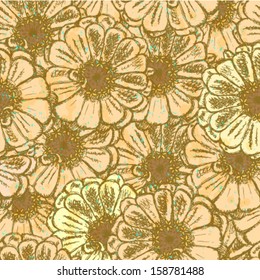 Zinnia flower, vector seamless pattern 