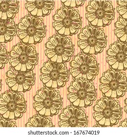 Zinnia flower, vector seamless pattern 