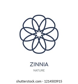 Zinnia icon. Zinnia linear symbol design from Nature collection. Simple outline element vector illustration on white background.