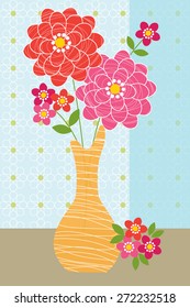 zinnias in vase