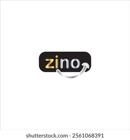 Zino logo with smiley face icon in black, gold and silver