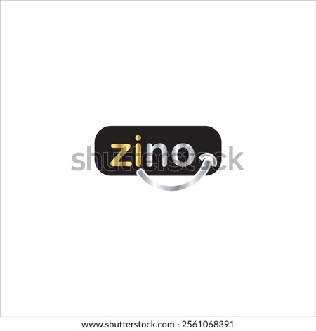 Zino logo with smiley face icon in black, gold and silver