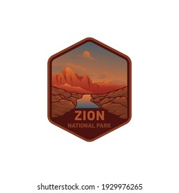 Zion National Park Badge Illustration Design Sticker Vector