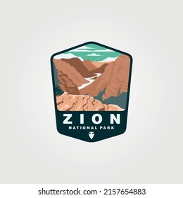 zion national park emblem design, vintage united states national park collection illustration design