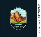 Zion National Park Emblem patch logo illustration