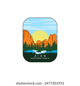 Zion National Park Emblem patch logo illustration. Art design for prints, T-shirt prints, posters, covers and advertisements