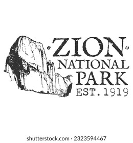 Zion National Park Illustration Clip Art Design Shape. Parks and Outdoors Silhouette Icon Vector.