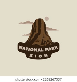 zion national park logo vintage vector illustration template icon graphic design. sign or symbol america tourism for business travel with retro typography style