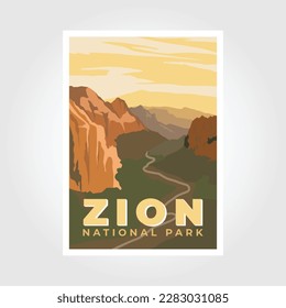 Zion National Park poster vector illustration design, canyon and river poster