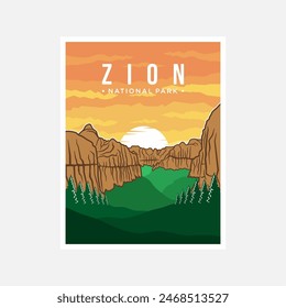 Zion National Park poster vector illustration design