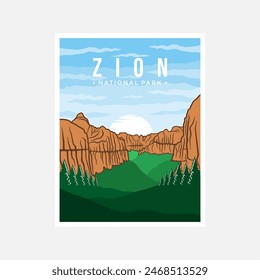 Zion National Park poster vector illustration design