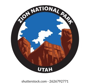 Zion National Park Utah Canyon Vector Logo