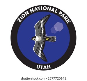 Zion National Park Utah Peregrine Falcon Vector Logo