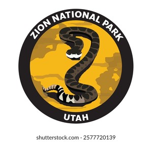 Zion National Park Utah Western Rattlesnake Vector Logo