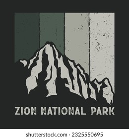 Zion National Park vector illustration in monochrome vintage style for t-shirt design, posters, and other uses