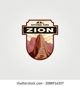 Zion National Park Vintage Logo Patch Vector Print Illustration Design