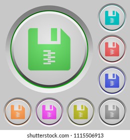 zip archive file color icons on sunk push buttons