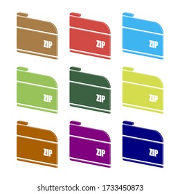 Icono del archivador Zip en colores diferentes