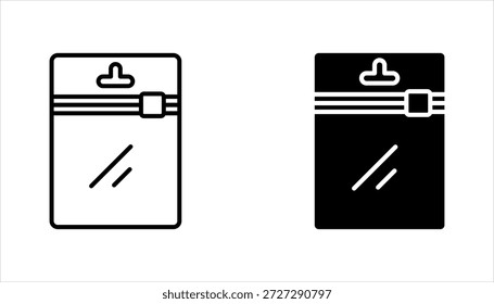 Zip bag icons set. Outline set of vacuum zipper bag, vector illustration on white background