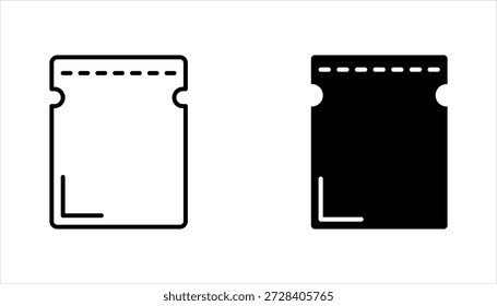 Zip bag icons set. Outline set of vacuum zipper bag, vector illustration on white background