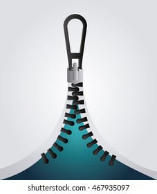 Zip blue zipper one cloth metal teeth icon. Isolated and flat illustration. 