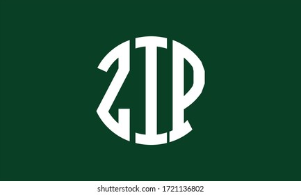 ZIP Circle Emblem Abstract Monogram Letter Mark Vector Logo Template