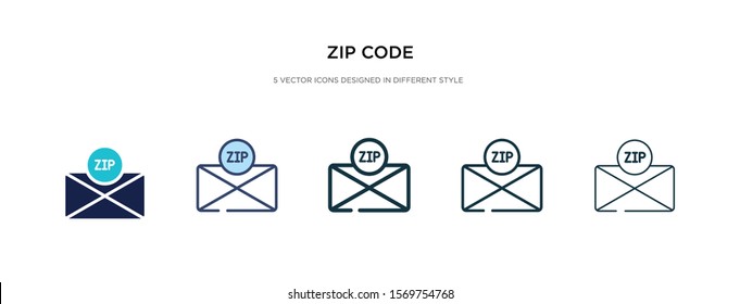 Zip Code Icon In Different Style Vector Illustration. Two Colored And Black Zip Code Vector Icons Designed In Filled, Outline, Line And Stroke Style Can Be Used For Web, Mobile, Ui