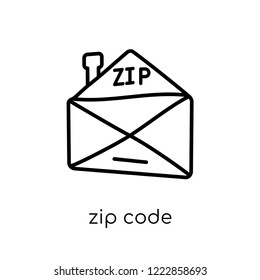 Zip Code Icon. Trendy Modern Flat Linear Vector Zip Code Icon On White Background From Thin Line Delivery And Logistic Collection, Outline Vector Illustration