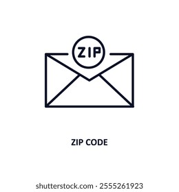 zip code outline icon.  Thin line icon from delivery and logistic collection. Editable vector isolated on white background